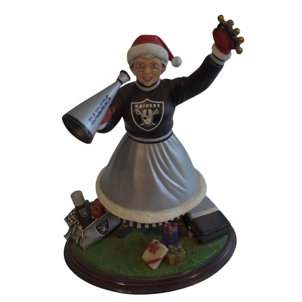 Danbury Mint Raiders Mrs Claus Figurine Black Excellent NFL Holiday
